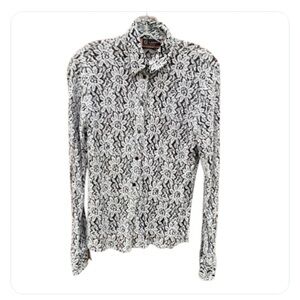 Woodpecker Collection Lace Shirt Floral Repeating Pattern See Through Ma…